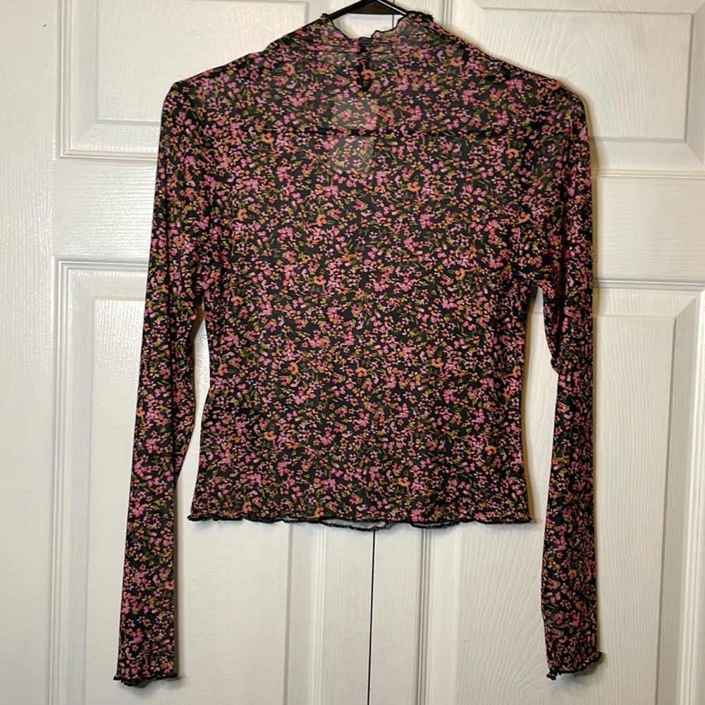 Sheer floral long sleeve top